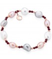 Lelune Glamor Bracelet for Women - Sophie Winter with White Pearls and Rosy 925% Silver Spheres