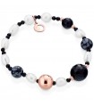 Bracciale Lelune Glamour da Donna - Sophie Winter con Perle D'acqua Dolce ed Agata Nera