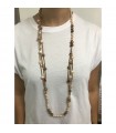 Della Rovere Necklace for Women - Endless Long with Opal Spheres and Fossil Wood