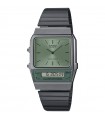 Casio Watch - Vintage Edgy Multifunction with Analogue and Digital Dial Gray 32mm Green