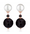 Lelune Glamor Earrings for Women - Sophie Winter in 925% Rosy Silver with Black Spinel and Black Agate