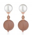 Lelune Glamor Earrings for Women - Sophie Winter in 925% Rosy Silver with Honey Spinel and Moonstone