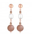 Lelune Glamor Earrings for Women - Sophie Winter in 925% Rosy Silver with Baroque Pearls and Moonstone