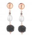 Lelune Glamor Earrings for Women - Sophie Winter in 925% Rosy Silver with Baroque Pearls and Gray Spinels