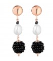 Lelune Glamor Earrings for Women - Sophie Winter in 925% Rosy Silver with Baroque Pearls and Black Spinels