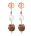 Lelune Glamor Earrings for Women - Sophie Winter in 925% Rosy Silver with Baroque Pearls and Honey Spinels