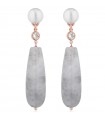Lelune Glamor Earrings for Women - Sophie Winter in 925% Rosy Silver with Freshwater Pearls and Cloudy Quartz Drops