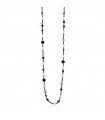 Collana Lelune Glamour da Donna - Sophie Winter in Argento 925% Rosa con Spinello Nero ed Agata Nera