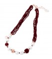 Lelune Glamor Necklace for Women - Sophie Winter Long in 925% Rosy Silver with Cherry Spinel and Red Jade