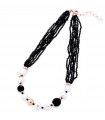 Lelune Glamor Necklace for Women - Sophie Winter Long in 925% Rosy Silver with Black Spinels and Black Agate - 0