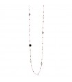 Collana Lelune Glamour da Donna - Sophie Winter in Argento 925% Rosato con Zirconi Neri e Quarzo Cloudy