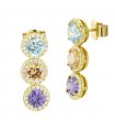 Boccadamo Earrings for Women - Sophie Pendants in 925% Golden Silver with Three Colored Crystals and White Zircons