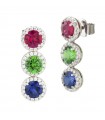 Boccadamo Earrings for Women - Sophie Pendants in 925% Rhodium-Plated Silver with Three Colored Crystals and White Zircons
