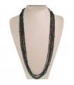 Rajola Women's Necklace - Long Multistrand Bubbles with Black Spinel and Green Agate