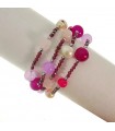 Rajola Women's Bracelet - Candy Multistrand with Pearls and Rose Quartz
