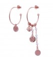 Rue Des Mille Earrings for Women - Gipsy White Asymmetrical with Cascade of Medallions and Circle with Heart