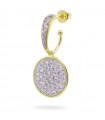 Rue Des Mille Single Earring for Women - Stardust Ten in 925% Golden Silver with Circle and Zircons