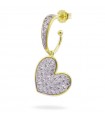 Rue Des Mille Single Earring for Women - Stardust Ten in 925% Golden Silver with Heart and Zircons