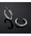 Chiara Ferragni Earrings - Emerald Circle with White Zircons and Green Stone - 0