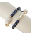 Rajola Women's Bracelet - Multistrand Waist with Pearls and Blue Agate