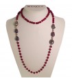 Rajola Necklace for Women - Long Life with Burgundy Jade and Purple Pearls