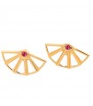 Valentina Ferragni - Ginevra Gold Fan Earrings with Eye and Fuchsia Stone - 0