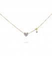 Rue Des Mille Necklace for Women - Stardust Ten Gold Choker with Heart and White Zircons