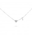 Rue Des Mille Necklace for Women - Stardust Ten Silver Choker with Heart and White Zircons