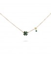 Rue Des Mille Necklace for Women - Stardust Ten Gold Choker with Four-Leaf Clover and Green Zircons