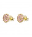 Rue Des Mille Earrings for Women - Stardust Ten Lobe with Circle and Pavé of Pink Zircons