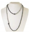 Rajola Necklace for Women - Capricci Primula Long with Gray Pearls and Hematite