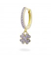Rue Des Mille Single Earring for Women - Stardust Ten Gold with Pendant Four-Leaf Clover