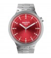 Swatch Watch - Big Bold Scarlet Shimmer Silver 47mm Red