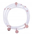 Rue Des Mille Choker Bracelet for Women - Gipsy Chic Multistrand in 925% Rosy Silver with White Stones