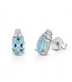 Lelune Diamonds Women's Earrings - in 18k White Gold with Diamonds and 1.20 carat Aquamarine - 0
