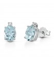 Lelune Diamonds Earrings for Women - in 18k White Gold with Diamonds and Aquamarine 2.00 carats - 0