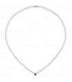 Lelune Necklace for Women - Water Lily with String of Pearls 4/4.5mm and Blue Sapphire Pendant with Diamonds 0.09 ct