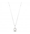 Leluna Necklace for Women - Classic Pendant in 18K White Gold with 8/8.5 mm Pearls and 0.01 ct Diamonds