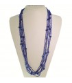 Rajola Women's Necklace - Long Multistrand Bubbles with Blue Agate and Black Spinels