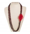 Rajola Necklace for Women - Long Multistrand Ocean with Garnet and Red Coral