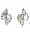Orecchini Coscia - in Oro Bianco 18 Carati con Perle Australia e Diamanti 1,08 Ct