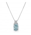 Lelune Diamonds Necklace for Women - in 18k White Gold with Diamonds and Aquamarine Pendant 0.60 carats - 0