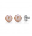 Lelune Earrings - Classic in 18K White Gold with 7-7.5 mm Pink Pearls