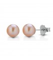 Lelune Earrings - Classic in 18K White Gold with 4.5-5 mm Pink Pearls