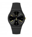 Swatch Watch - Holiday Collection a Dash of Yellow Time and Date 41mm Black with Gold Details