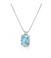 Lelune Diamonds Necklace for Women - in 18k White Gold with Diamonds and Aquamarine Pendant 1.00 carats - 0