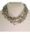 Rajola Women's Necklace - Multistrand Bubbles with Rutilated Quartz and Pearls