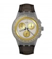 Swatch Watch - Holiday Collection Golden Radiance Chronograph Brown 42mm Gray with Golden counters