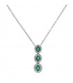 Davite & Delucchi Necklace - Trilogy in 18k White Gold with Natural Diamonds and Emeralds 0.65ct - 0