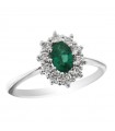Davite & Delucchi Ring - 18k White Gold Rosette with Natural Diamonds and Emerald 0.50 ct - 0